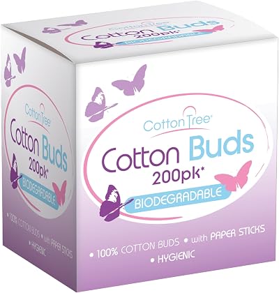 Cotton Tree Biodegradable Cotton Buds 200 Pack with Paper Sticks