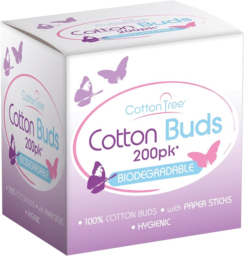 Cotton Tree Biodegradable Cotton Buds 200 Pack with Paper Sticks