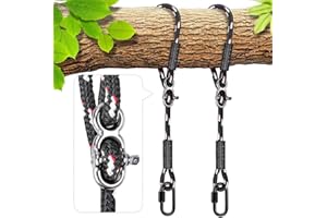 BeneLabel Tree Swing Ropes, Hammock Tree Swings Hanging Straps, Adjustable Extendable, for Outdoor Swings Hammock Playground Set Accessories, 3ft(40"), 2 Pack, Black