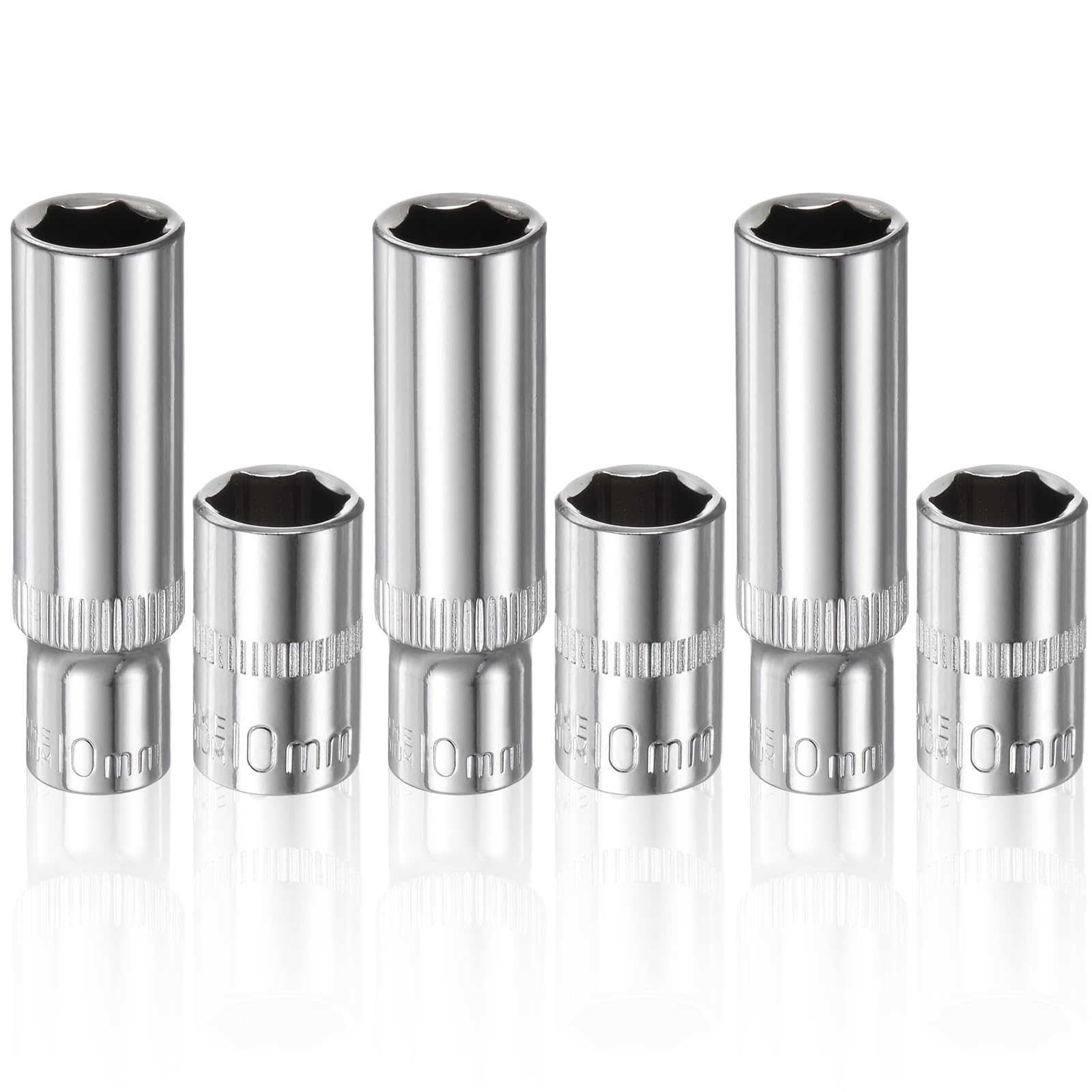 Bettinay 6 PCS 10mm Socket, 1/4-Inch Drive Deep and Shallow Impact Socket Set, 6 Point Design