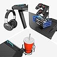 EUREKA ERGONOMIC Metal Gaming Accessories Bundle: Cup Holder, Headset Hook & Controller Game Rack (S, Black)