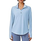 PINSPARK Long Sleeve Workout Tops for Women UPF 50+ Sun Protection Shirts Half Zip Quick Dry Athletic Running Hiking Golf
