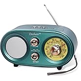 Oncheer Portable Retro Vintage Bluetooth Speaker Radio, FM/AM/SW 3 Band, Adjustable Antenna, Battery Powered, Support TF Card, USB Playing Music, Home Decor Gifts for Friends Family -Greencolor