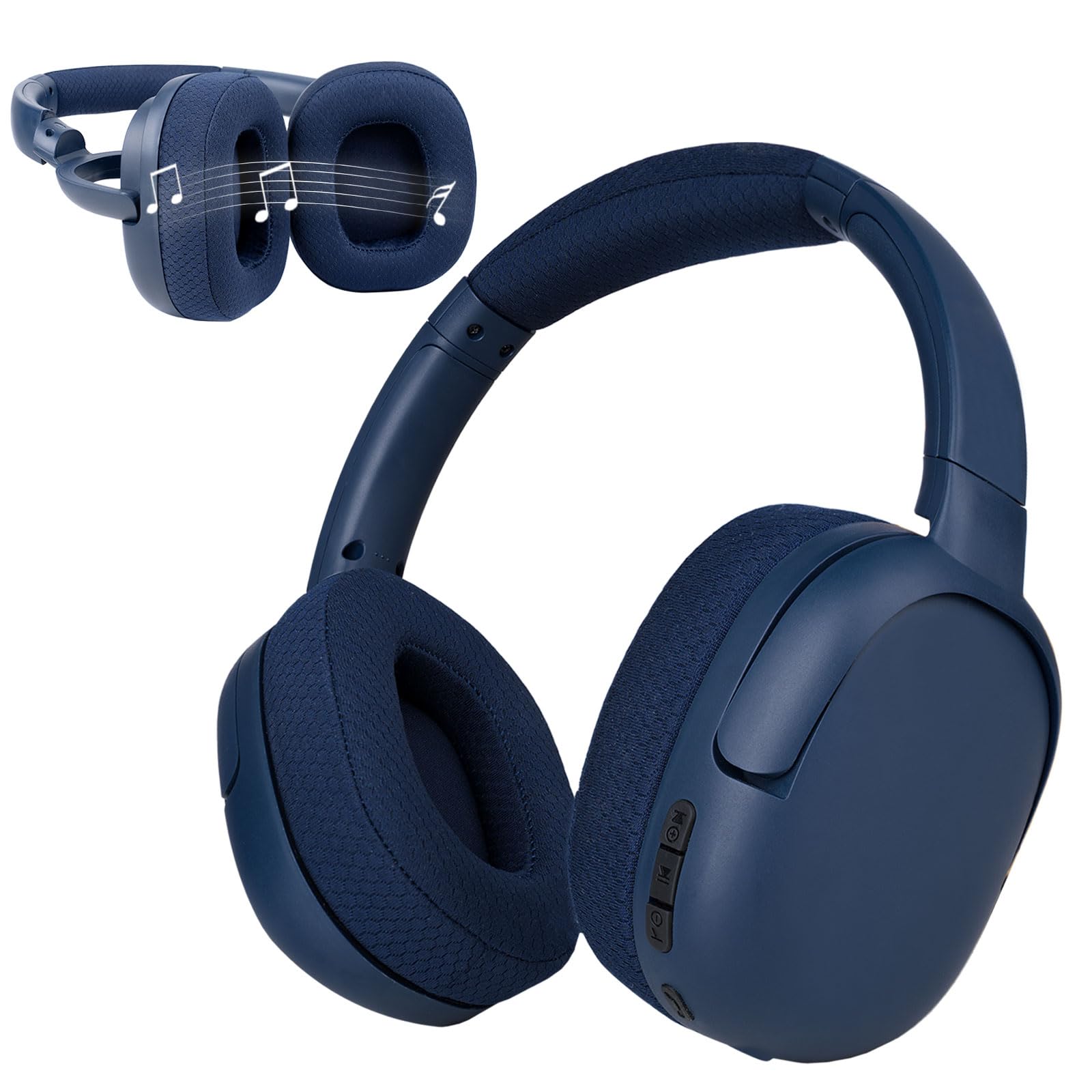 XuanGui Over Ear Bluetooth Headphones with Speaker, 45 Hours Playtime Wireless Headphones, Adjustable Stereo Headphones with Microphone, FM, Micro SD/TF, for Home Travel (Blue)