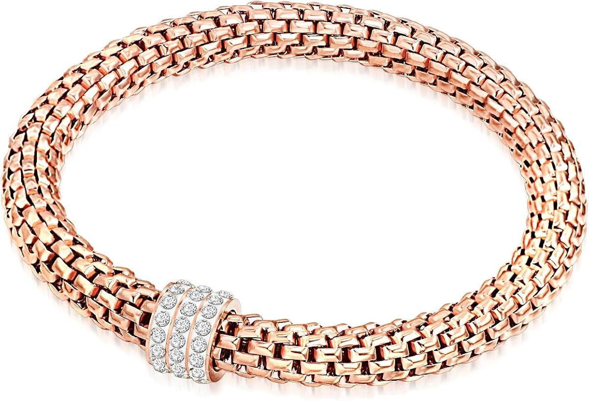 Rafaela Donata DamenGliederarmband Edelstahl roségold Glas weiß