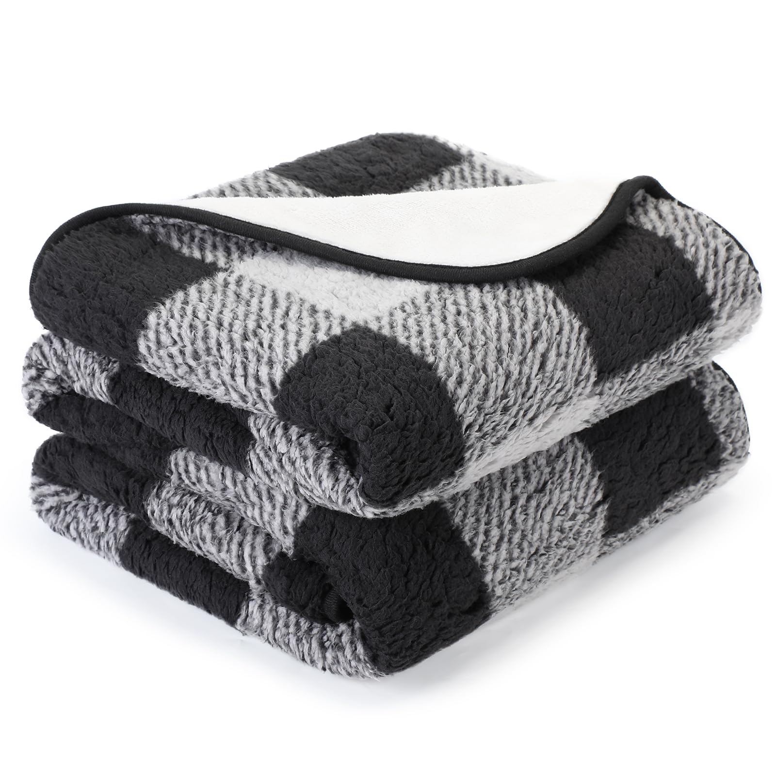 IDOGCHEW Dog Blanket Waterproof Washable Reversible Flannel & Sherpa Pet Throw Dog Blankets for Medium Large Dogs, Protects Sofa Bed, Fluffy Soft Plush Throws 152 x 127 cm (60 x 50 in)