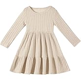 Kionio Toddler Baby Girl Long Sleeve Dress Girls Knit Sweater Dresses Tiered Kids Swing Holiday Clothes Fall Winter