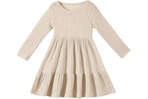 Kionio Toddler Baby Girl Long Sleeve Dress Girls Knit Sweater Dresses Tiered Kids Swing Holiday Clothes Fall Winter