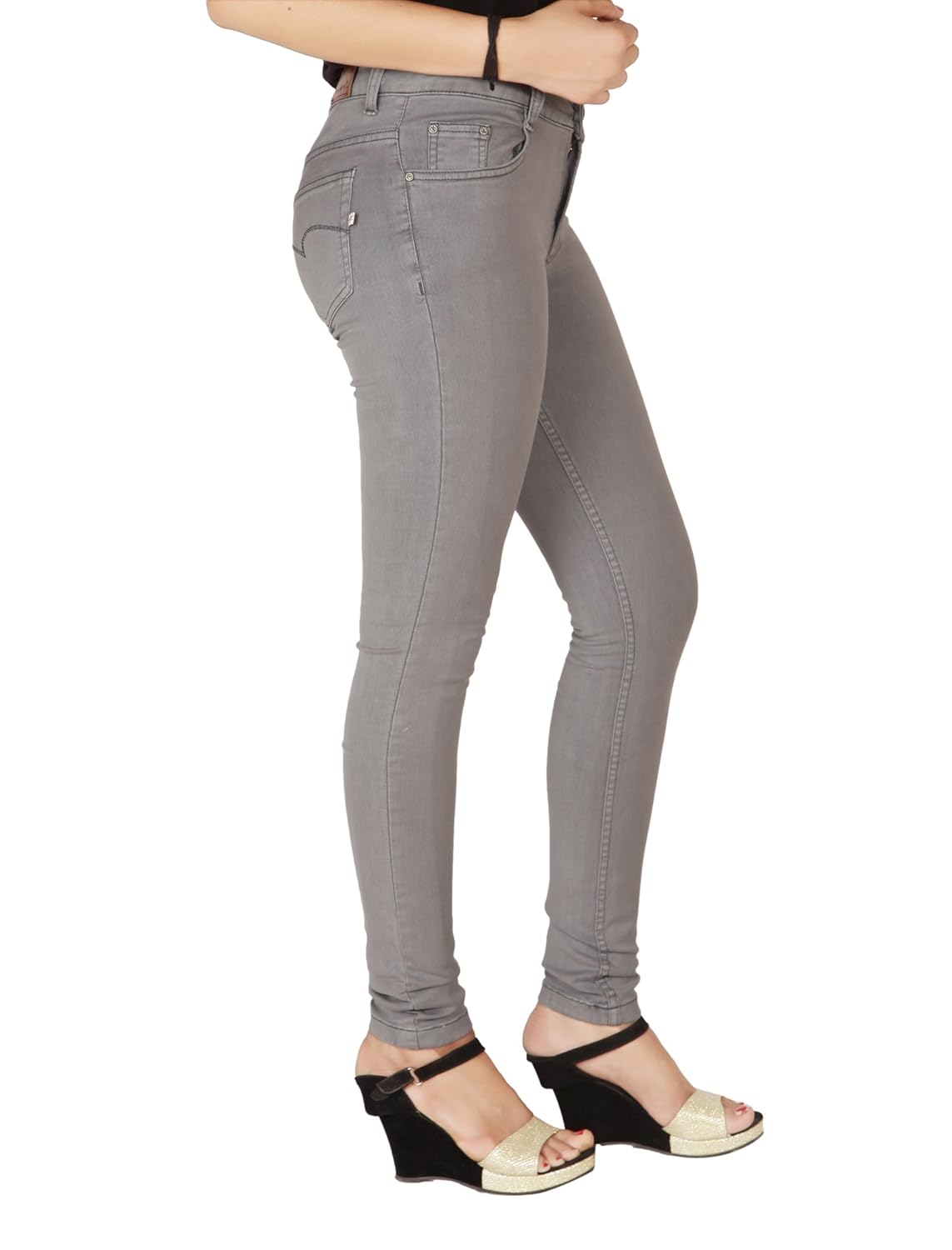 flirt nx women's denim stretchable grey slim fit jeans
