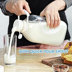 Syntic 4 Pack 2 Qt Glass Milk Bottles with Handle