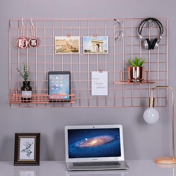 Simmer Stone Rose Gold Wall Grid Panel for Photo Hanging Display and