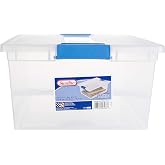 Sterilite Deep Clip Box, Stackable Small Storage Bin with Latching Lid, Plastic Container to Organize Paper, Office, Home, Clear Base and Lid, 1-Pack