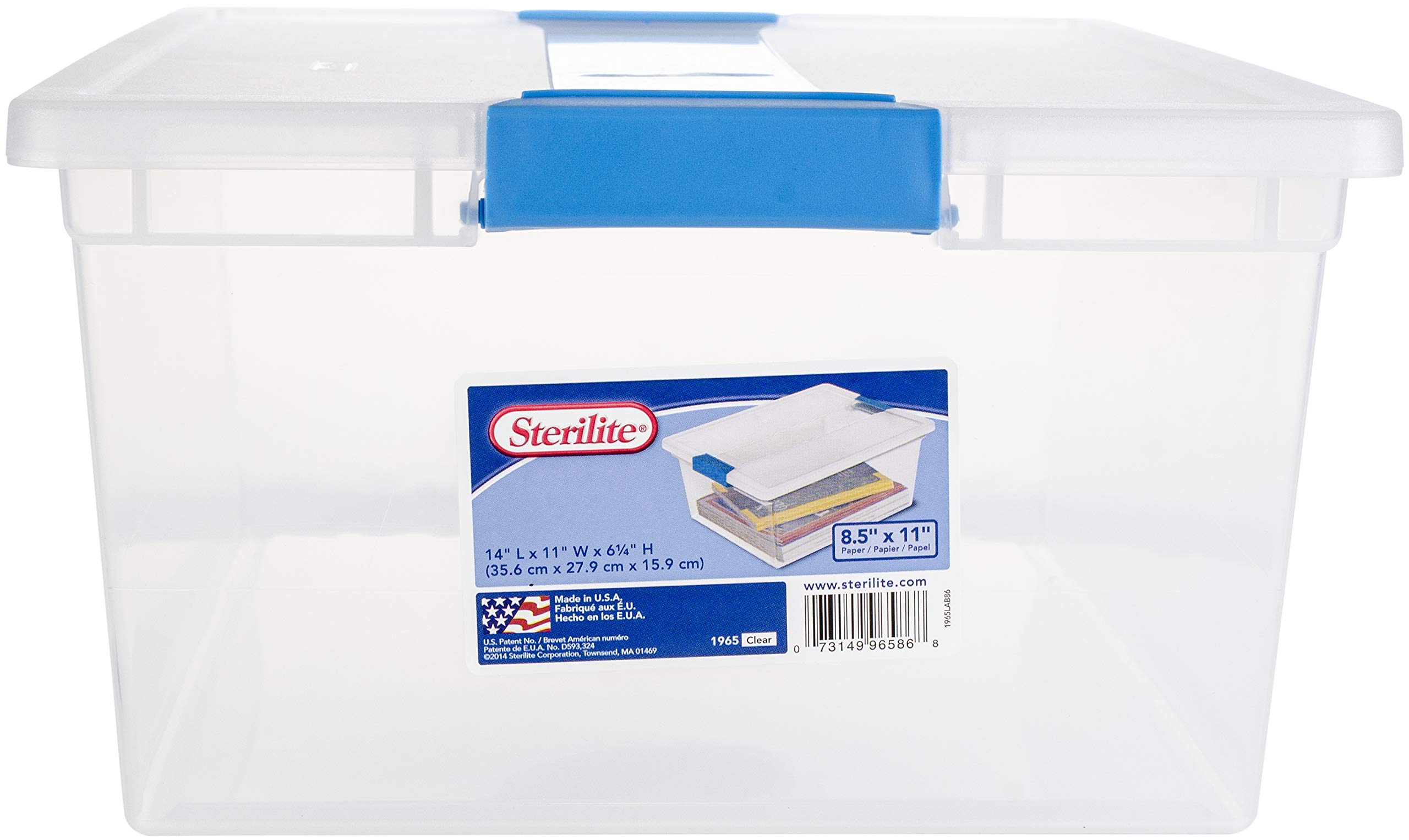 Photo 1 of Sterilite Deep Clip Box, Stackable Small Storage Bin with Latching Lid, Plastic Container to Organize Paper, Office, Home, Clear Base and Lid, 1-Pack