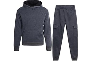 Quad Seven Boys Sweat Suit Set - 2 Piece Soft Fleece Pullover Hoodies and Athletic Cargo Jogger Sweatpants for Boys (5-18)