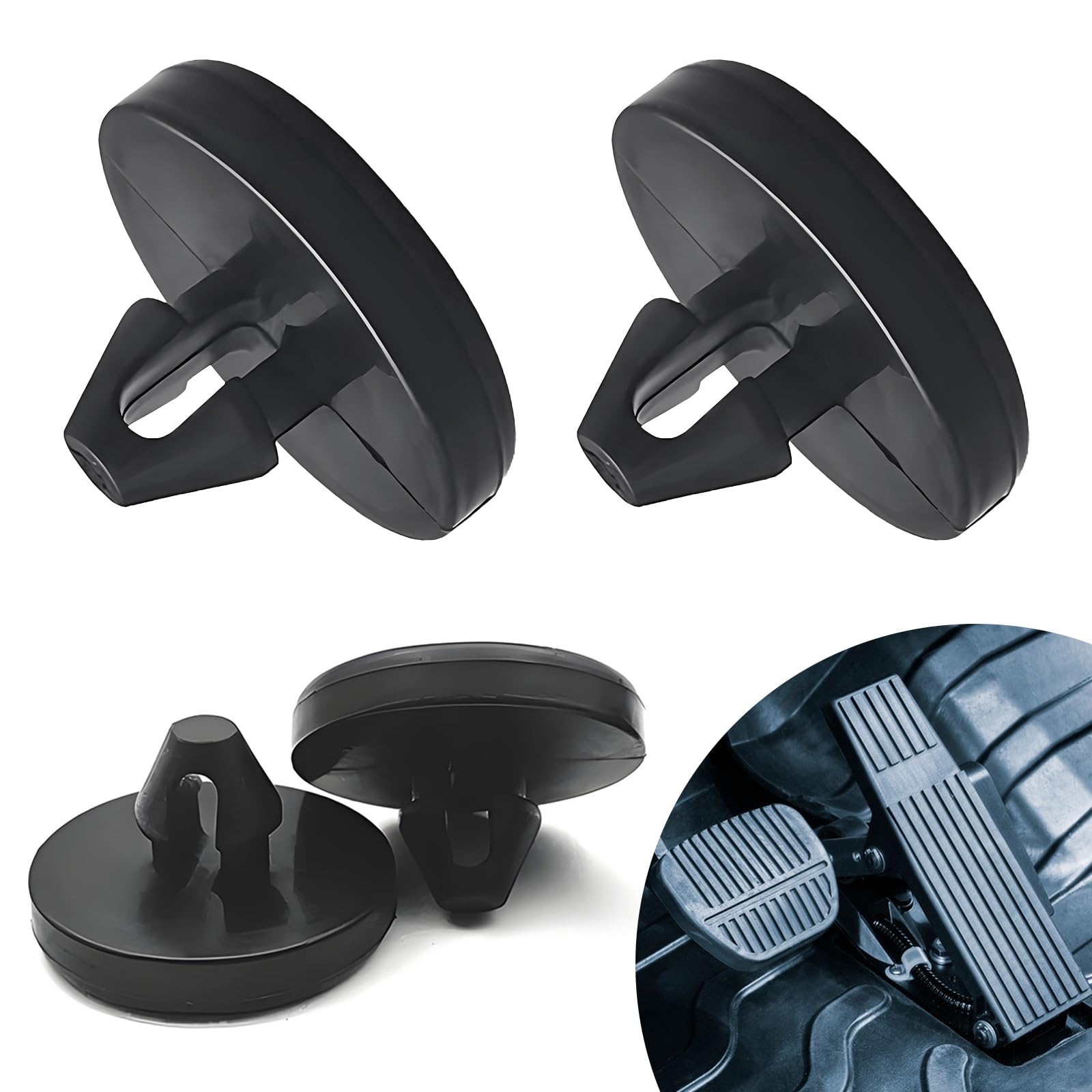 Photo 1 of 4PCS Brake Pedal Stop Pad, Brake Switch Stopper Universal Brake Pedal Stopper Replacement Compatible with 90541-06036, Clutch Pedal Stopper for Most Car Truck(Black)