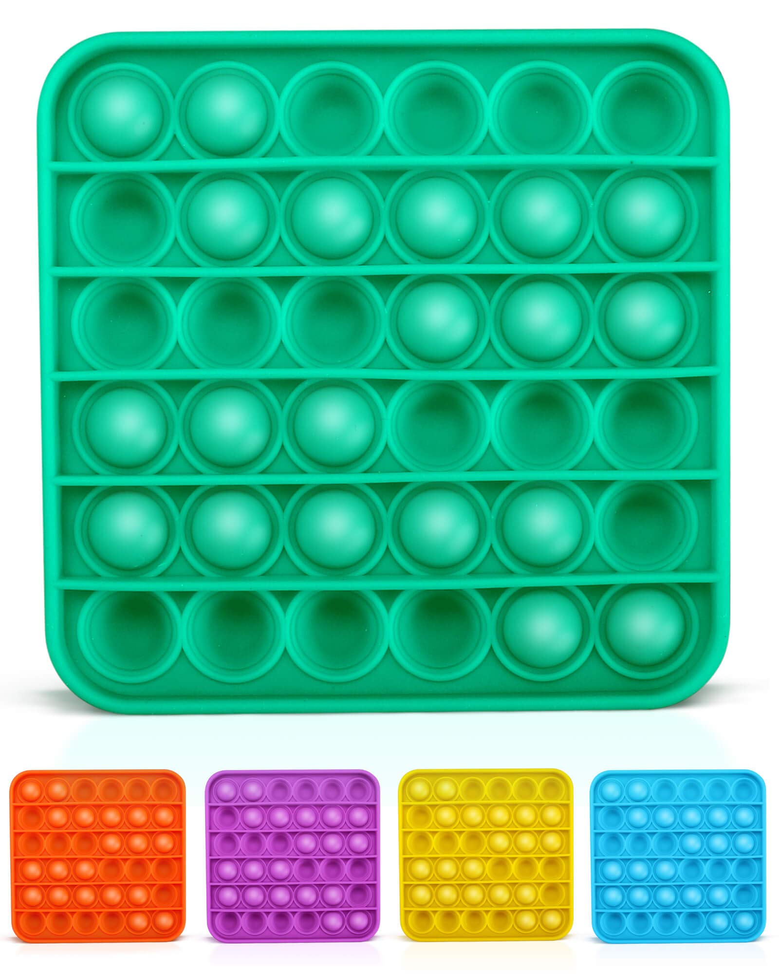 Lizber Push Pop Fidget Toy, Push Pop Bubble Fidget Sensory Toy, Bubble Popper Anxiety Relief Autism Toy, Silicone Figetget Toy for ADD ADHD, Popping Fidget Novelty Gift for Kids Adults, Green Square