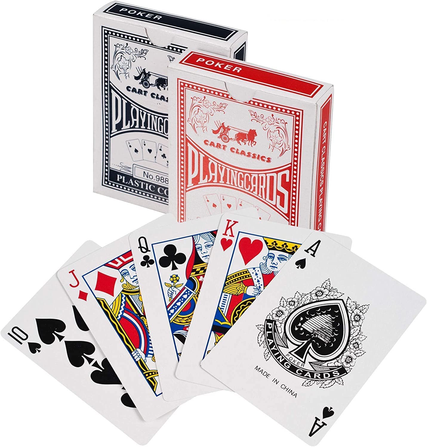 Générique Pack of 2 x 54 Certified Blue and Red Water Resistant Cards - Ideal for Poker and Family Games.