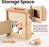 BUYGER Wooden Coffee Machine Toy for Kids Role Play Kitchen Accessories view 4