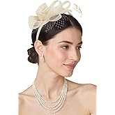 BABEYOND Fascinators Hats for Women - Tea Party Hat Kentucky Elegant Tulle Feather Ribbon Bridal Wedding Derby Headband