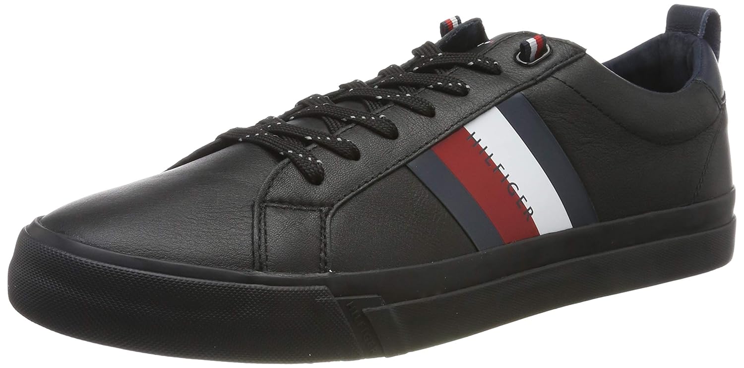 tommy hilfiger flag detail high leather sneaker
