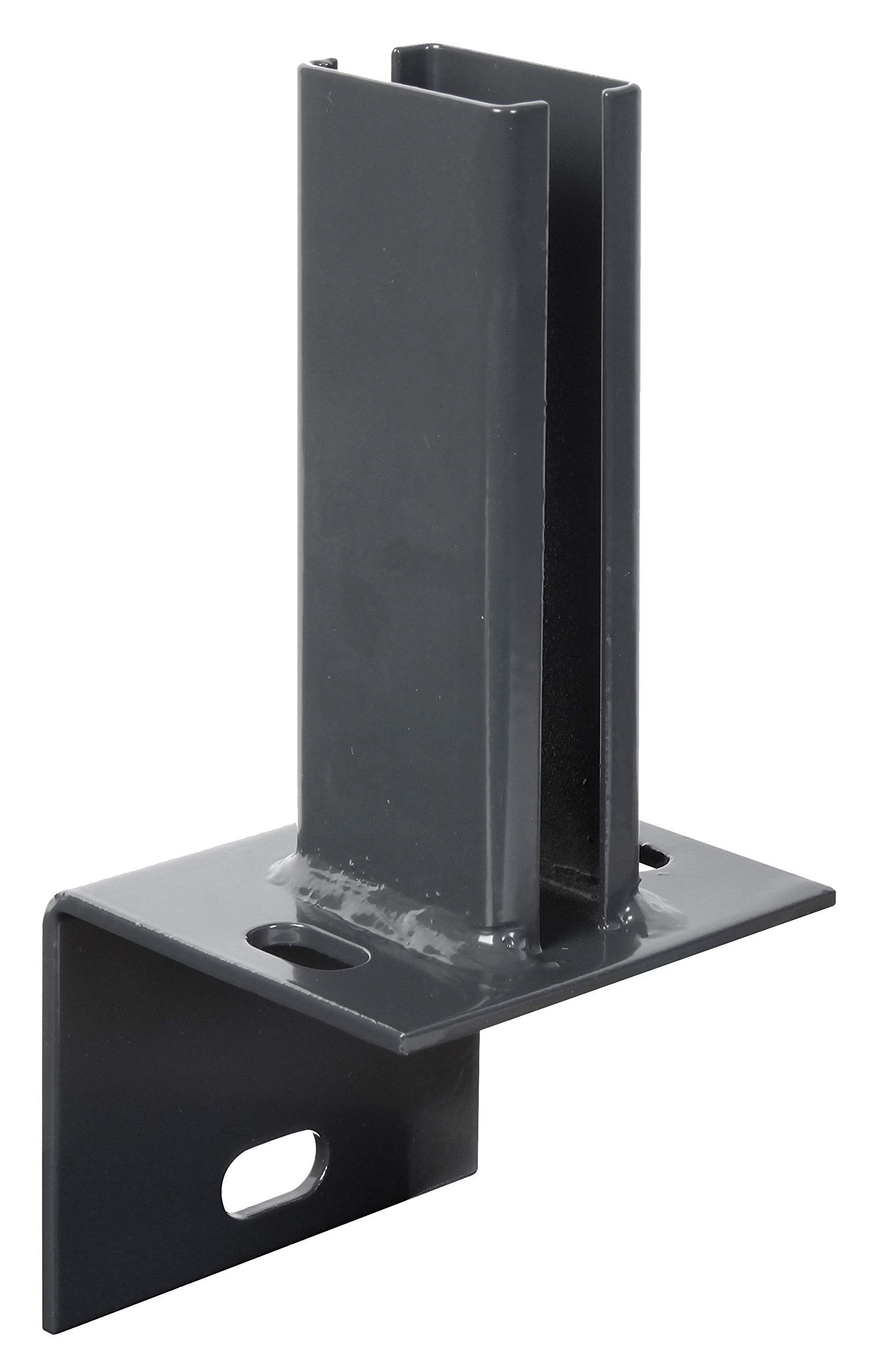 Alberts 686116 Post Holder for Fence Posts on L-Edge Stones | Screw-On | Hot-Dip Galvanised Anthracite Plastic-Coated RAL 7016 | Plate 120 x 120 mm | for Posts 60 x 40 mm