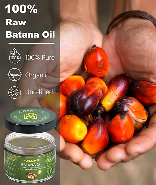 MUZAMOX BATANA OIL FOR HAIR GROWTH DR SEBI ORGANIC, 100% PURE, UNREFINED AND RAW BATANA OIL FROM HONDURAS, PROMOTES HAIR GROWTH FOR MEN & WOMEN, 8.43 OZ