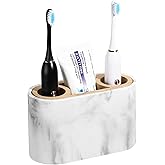 Shinowa Toothbrush Holder,Premium Toothbrush Organizer,Bathroom Storage Organizer for Electric Toothbrush, Toothpaste, Razor, Comb, Gravel White