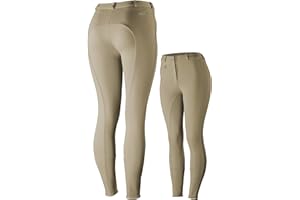 HORZE Active Women's Horse Riding Silicone Grip Full Seat Breeches | Midrise Waist with Front Pocket
