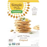 Simple Mills Organic Seed Flour Crackers, Original, 1pk, 4.25oz | Great For Snacking, Charcuterie Boards, Dips, USDA Organic Certified, Certified Gluten Free Crackers, Non-UPF Verified