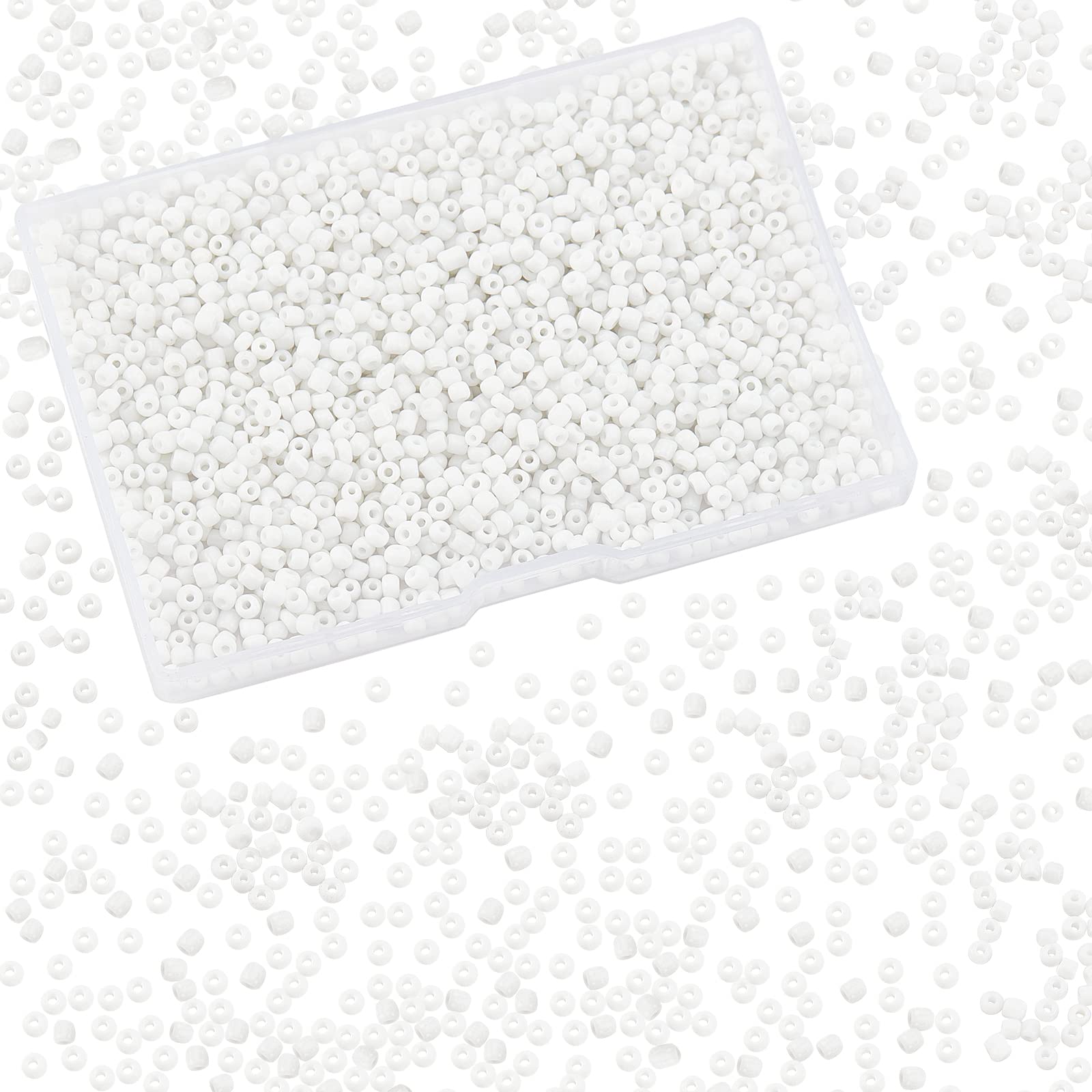 PH PandaHall White Seed Beads, 2000pcs 3mm Glass Seed Beads Small Pony Beads Round Size Mini Spacer Beads for Earring Bracelet Necklace Anklet