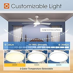 addlon Ceiling Fans with Lights, 52 inch White