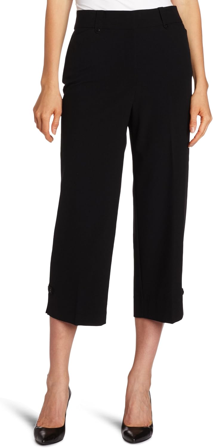 Sag Harbor Women's Crop Pant, Black, 8 at Amazon Women’s Clothing store