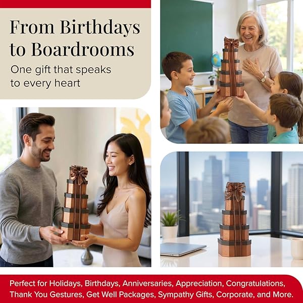 BIRTHDAY GIFT BASKET TOWER FOR WOMEN, HIM, GOURMET SNACKS & SWEETS FOOD GIFTS, TREAT BOX WITH COOKIES, DELICIOUS TREATS, CANDY SURPRISE BY BROADWAY BASKETEERS