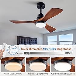 BOJUE 42 Inch Black Ceiling Fans with Lights and
