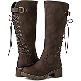 GLOBALWIN Women's Lace Up Back Knee High Fashion Boots