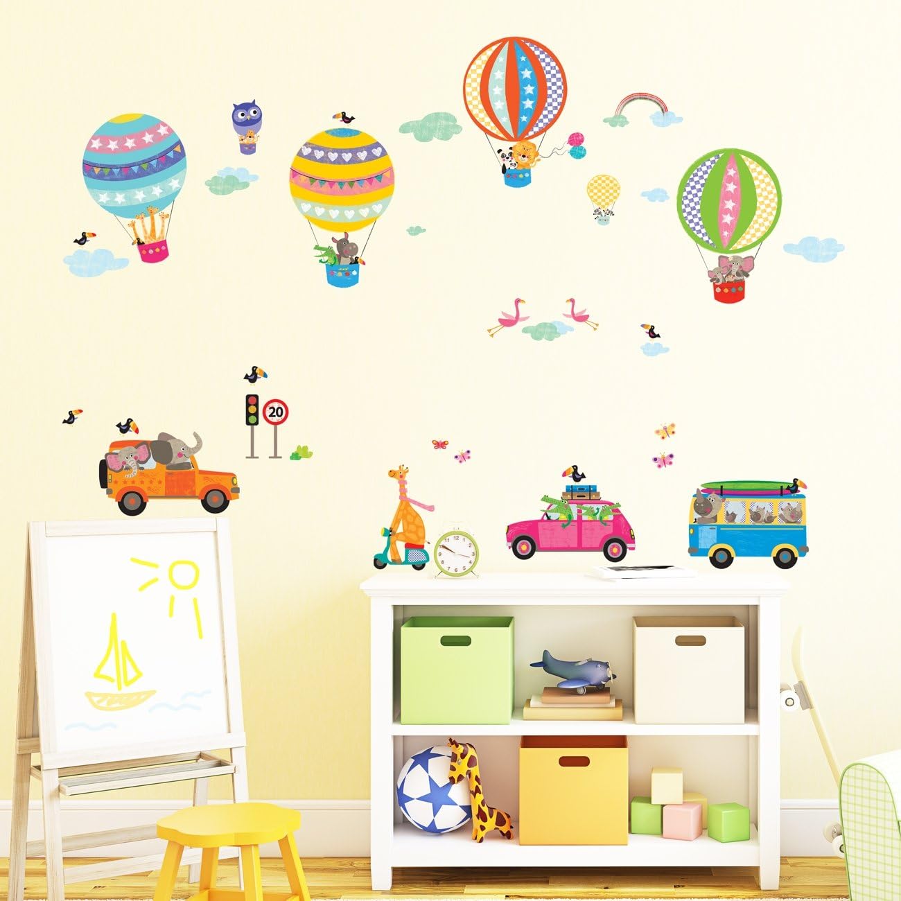 Kendalfloral Com Peintures Outils Et Traitement Des Murs Stickers Muraux Decowall Dat 1710 Les Transports Voitures Montgolfiere Animaux Autocollants Muraux Mural Stickers Chambre Enfants Bebe Garderie Salon