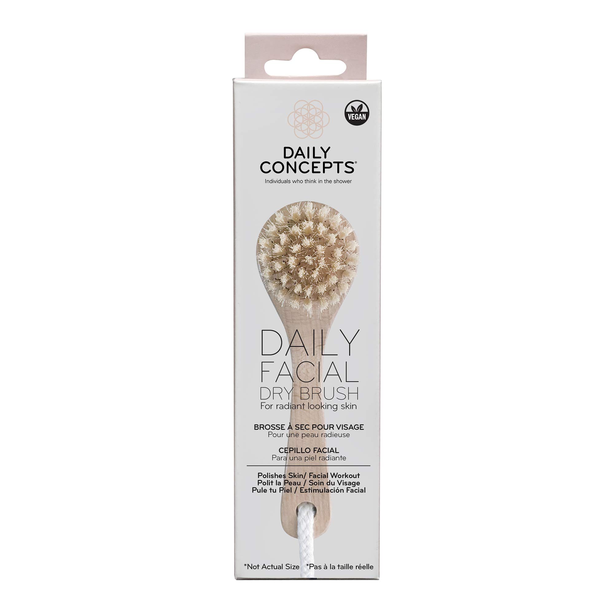 Daily Concepts Daily Facial Dry Brush Helps Drain Lymphatic Nodes Increase Circulation and Reduce Puffiness, Removes Dead Skin Cells for Healthy Looking Skin 39g