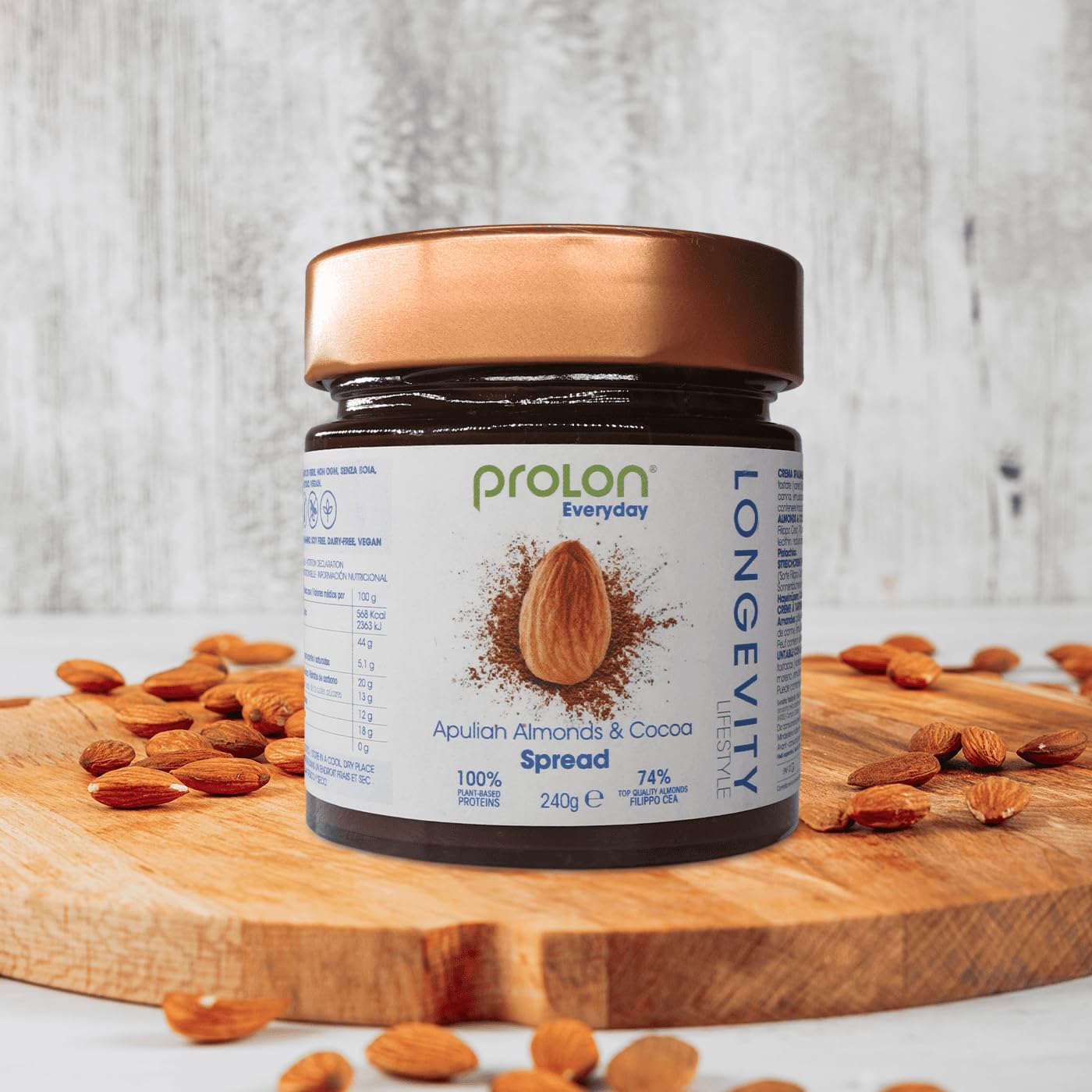 Prolon L-Spread | Almond & Cocoa Spread | Plant Based Proteins, Healthy Fats, Low Carb Chocolate Spread | Vegan, Gluten-Free, Low Sugar | Vitamin E, Calcium, Magnesium | Breakfast, Snack, Dessert