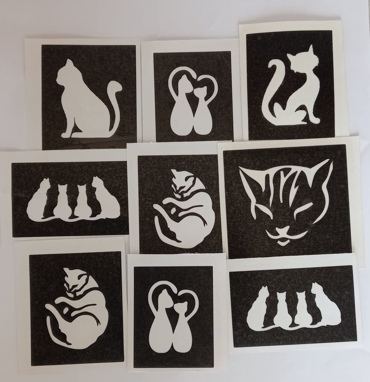 Dazzle Glitter Tattoos 10 x cat stencils for etching on glass mixed