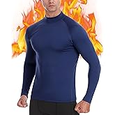 EoBeKee Men's Thermal Compression Shirts, Long Sleeve Fleece Lined Turtleneck Undershirt, Cold Weather Ski Base Layer Tops
