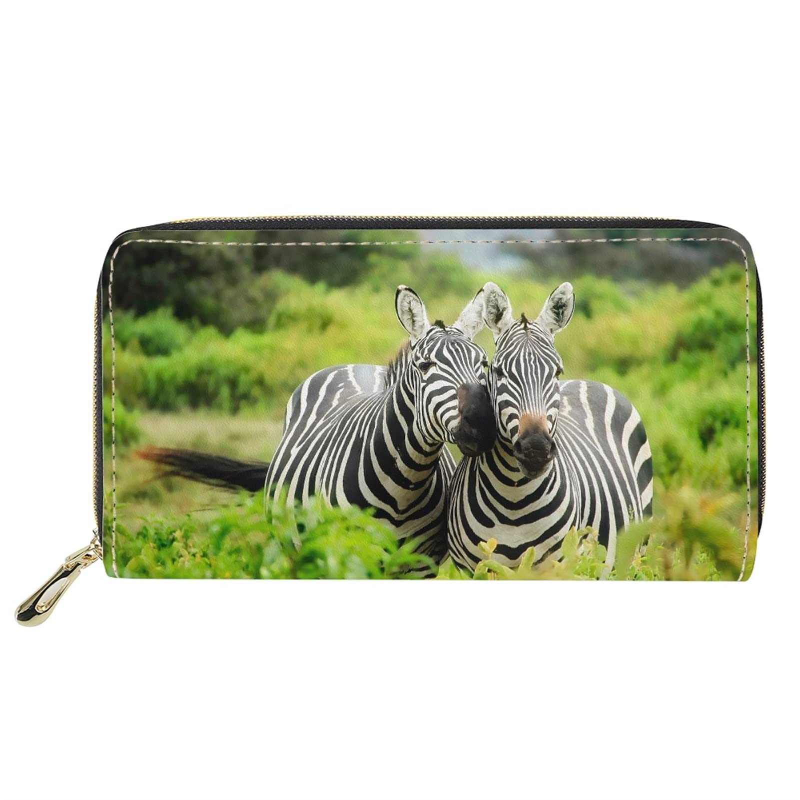 Dolyues Cute 3D Animal Zebra Couple Print Women Long pu Leather Wallets with Multiple Card Slots and Coin Pockets(White Black)
