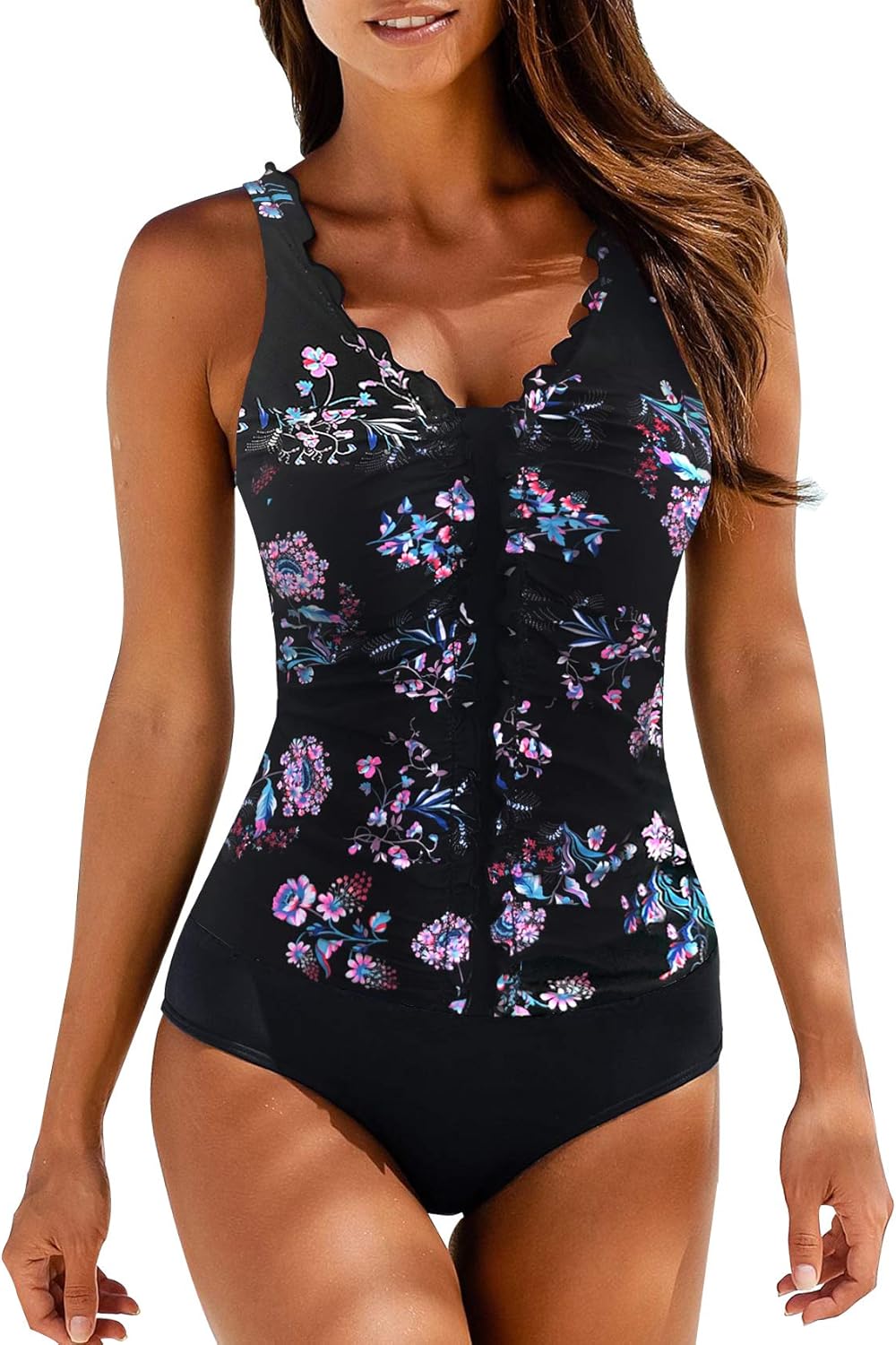 Upopby Womens Retro One Piece Swimsuits Printed V Neck Slimming Bathing Suits Tummy Control Swimwear Plus Size Clothing Shoes Jewelry Swim Rayvoltbike Com
