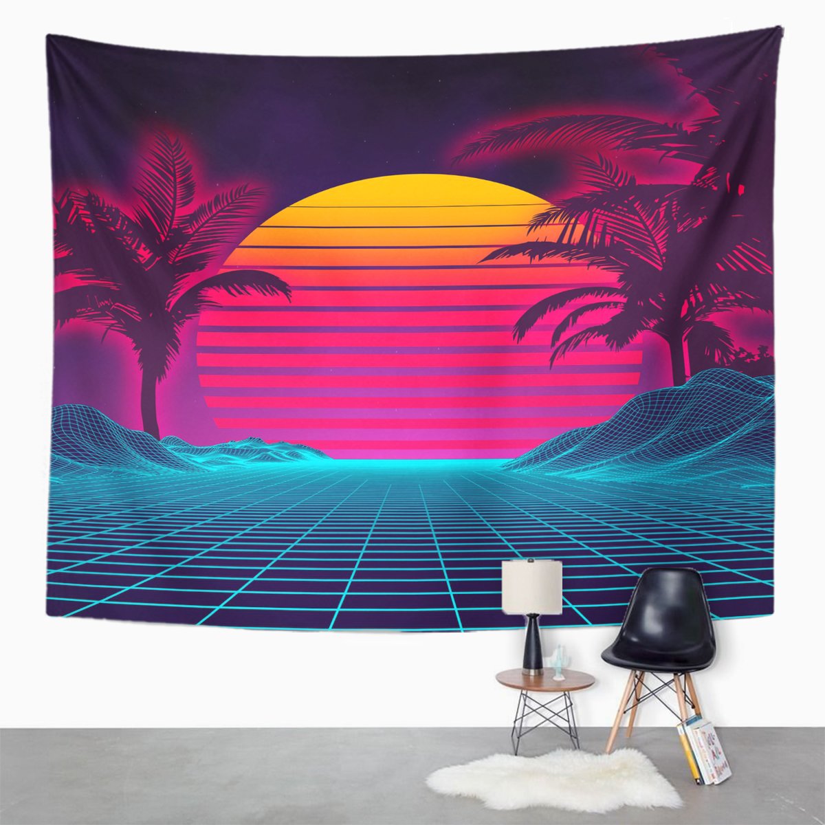 Buy Tompop Tapestry Retro Futuristic Landscape 1980s Digital Cyber 80s Party Sci Home Decor Wall Hanging For Living Room Bedroom Dorm 50x60 Inches Online At Low Prices In India Amazon In