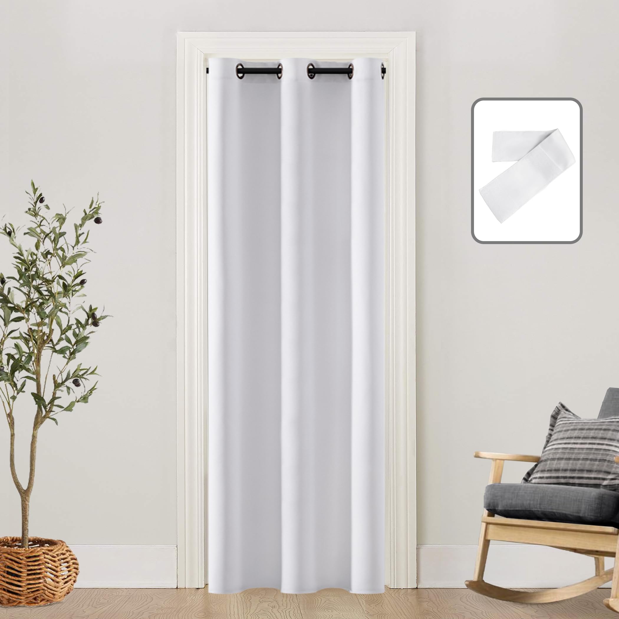 Closet Curtains for Bedroom Closet Door,Doorway Curtain for Door,Privacy Faux Accordion Bifold Like,Grommet Easy Sliding Keep Heat Out Blackout Thermal Separator Room Divider,White,34 x 80 Inch Length — image 1
