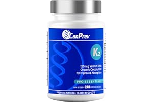 CanPrev K2 120mcg with Organic Coconut Oil, 240 Softgels 240-Day Supply, Pure MK-7 for Enhanced Absorption, Support for Stron