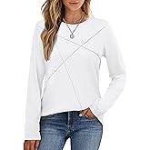 XIEERDUO Long Sleeve Shirts for Women Business Casual Tops Trendy Crewneck Fall T Shirts Pleated Loose Fit