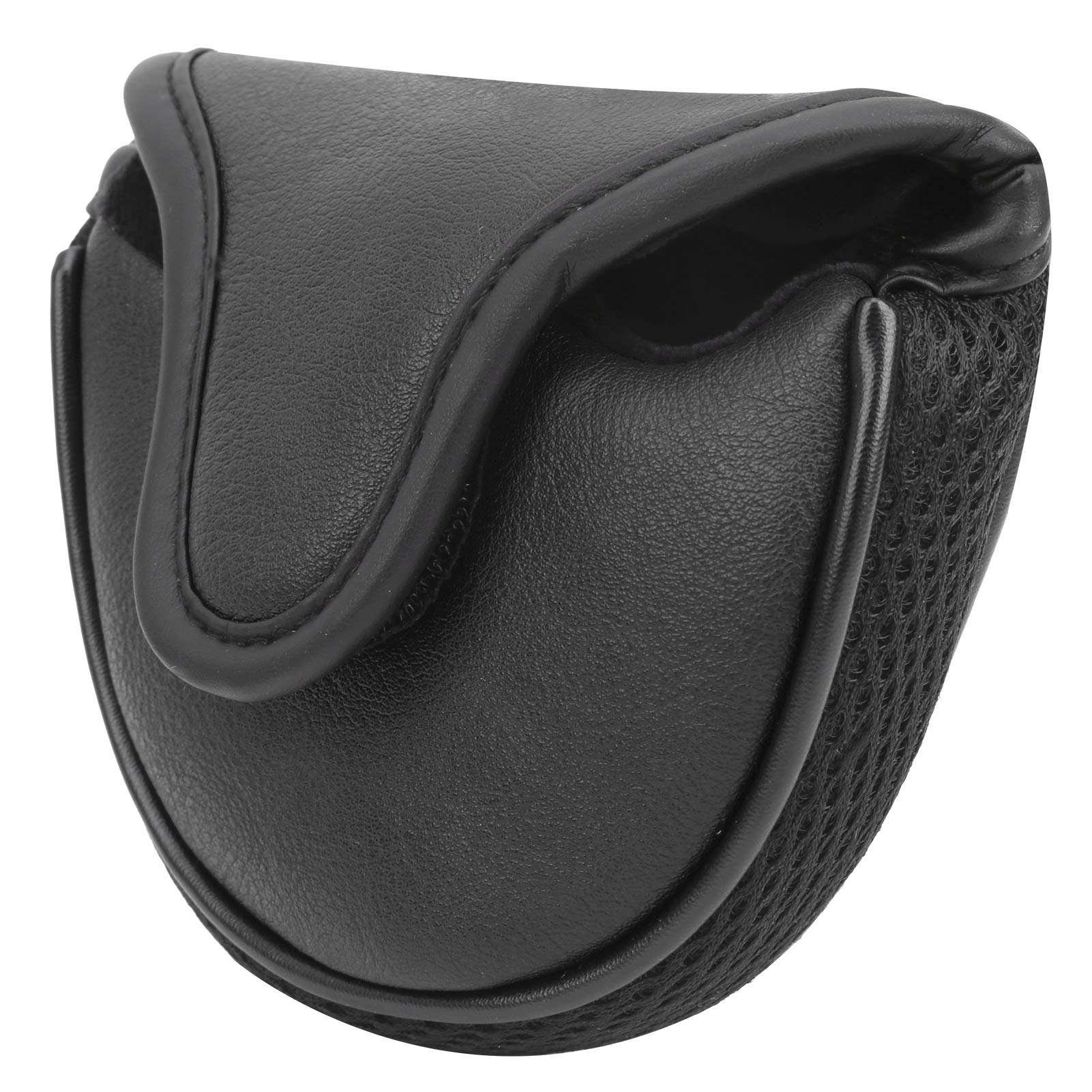 Alomejor Putter Headcover Waterproof PU Leather Covers with Nylon Mesh Semicircle Putter Guard (Black)