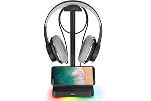 RGB Headphone Stand with USB Hub KAFRI Desk Gaming Headset Holder Hanger Rack with 1 USB2.0 Extension Charging Port Extender 