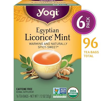 Yogi Tea - Egyptian Licorice Mint - Warming and Naturally Spicy Sweet - 6 Pack, 96 Tea Bags Total