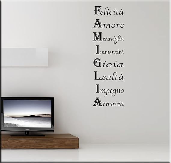 Essebi Adesivi Murali Acrostico Famiglia Wall Stickers Dedica Per La Famiglia Sticker Frase Aforisma Adesivo Murale Amazon It Fai Da Te